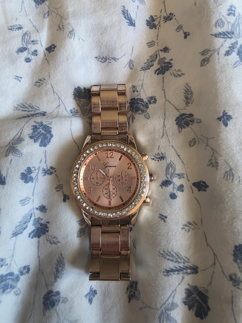 Geneva Rose Gold Crystal Bezel Women's Watch